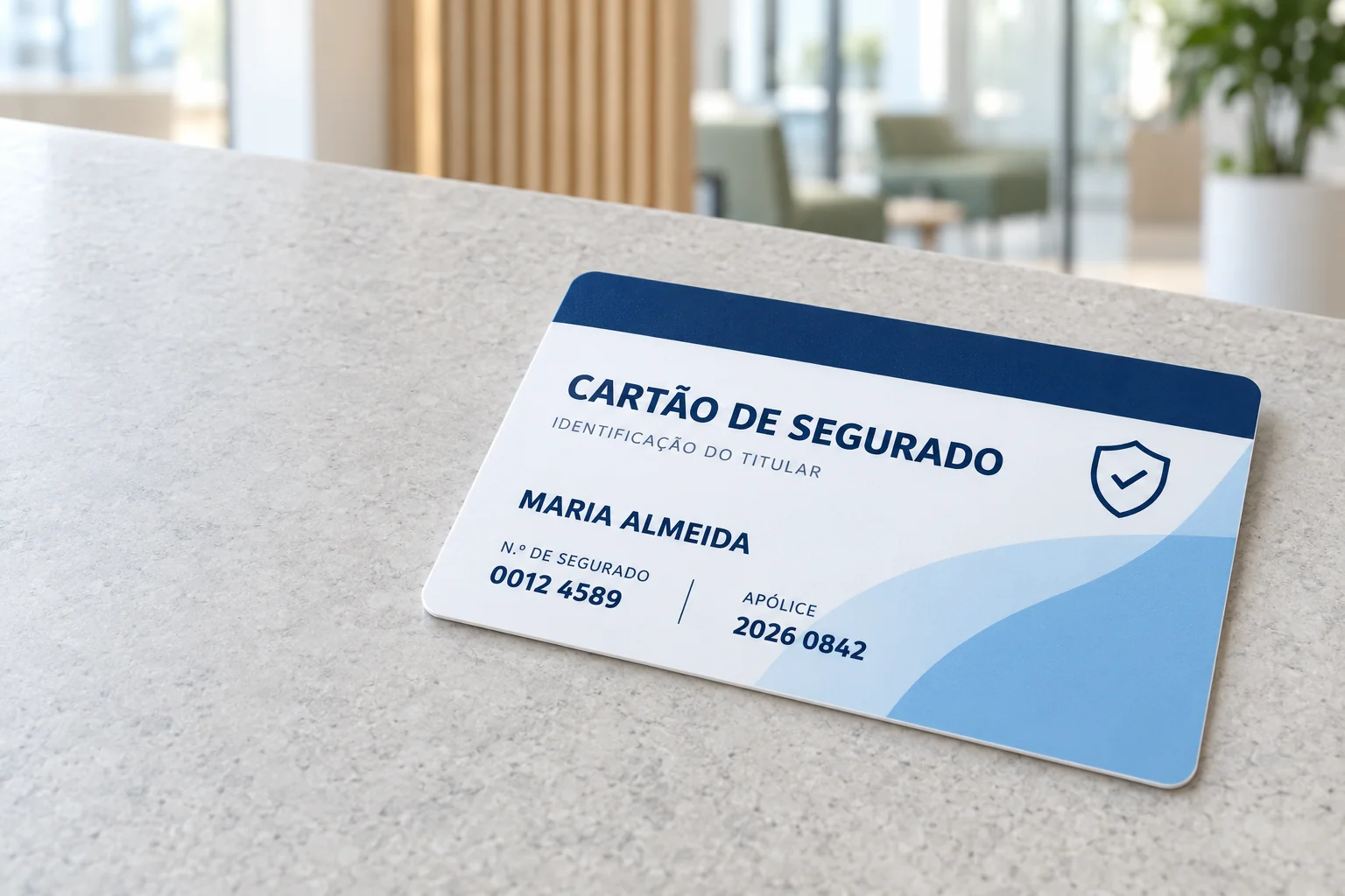 Exemplo ilustrativo de cartão de segurado em PVC
