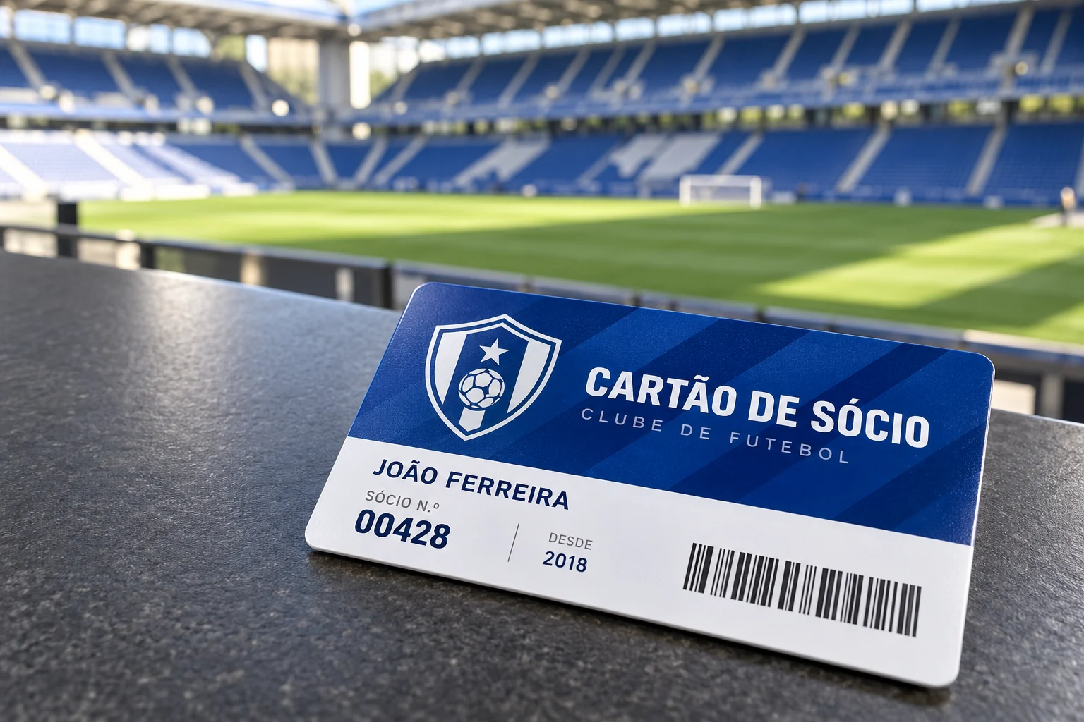 Exemplo ilustrativo de cartão de sócio de um clube de futebol num estádio