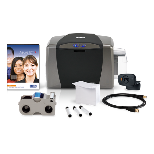 Impressora de cartões PVC HID Fargo DTC1250e com software, fita de impressão e cartões