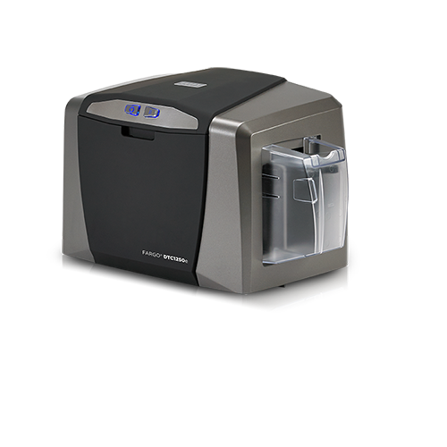 Impressora de cartões PVC HID Fargo DTC1250e vista na diagonal