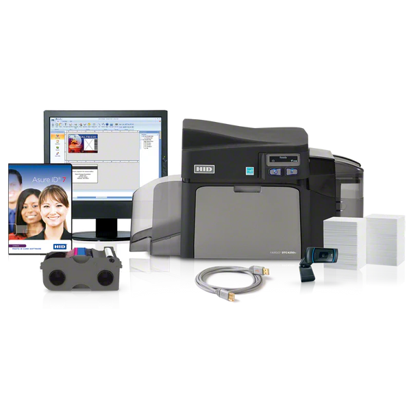 Impressora de cartões PVC HID Fargo DTC4250e com software, fita de impressão, cartões e restantes acessórios